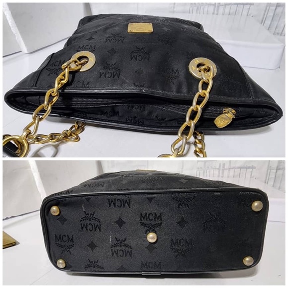 Authentic MCM Vintage Visetos Nylon Shopping Tote Bag Black - Picture 8 of 15